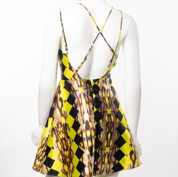 INTRIGUE COUTURE Back Out Geometric Halter Swing Dress - Picture 2 of 11